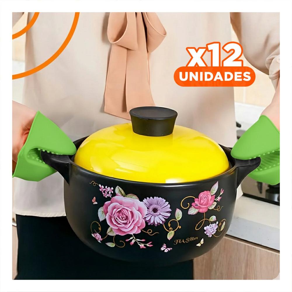 Pack12 Protecciones Cocina de Silicona Verde para Uso Diario en Hogar 7,3x9,5cm