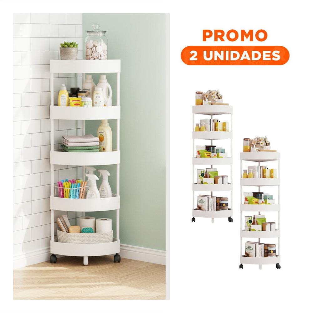 Pack2 Bandeja Modular 5 Niveles Con Ruedas Blanco Formato Ideal Para Mantener Todo Ordenado