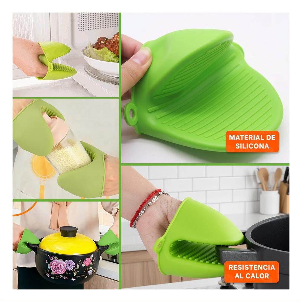 Cubiertos Protectores de Silicona Verde para Preparar Comida 7,3x9,5cm