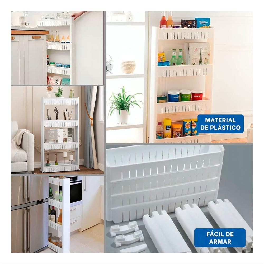 Organizador Lateral Delgado De 4 Niveles con Orificios Blanco Plastico