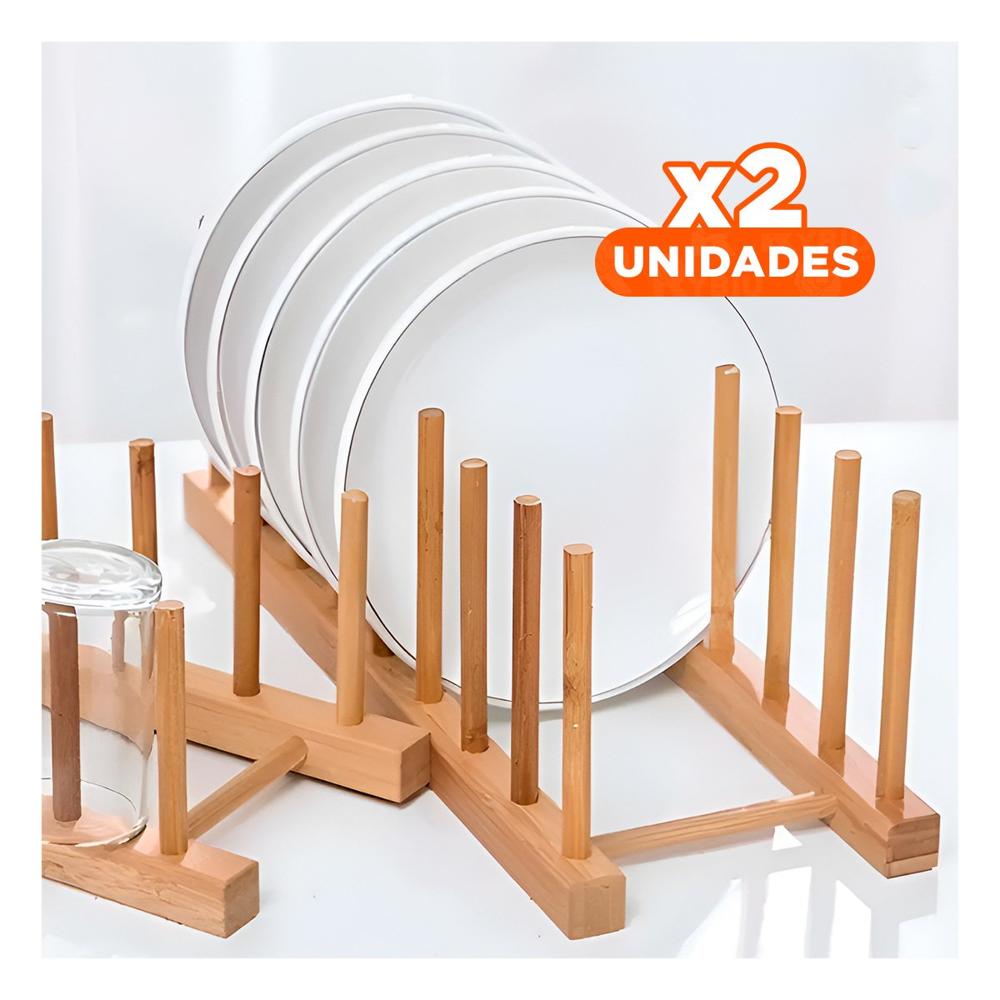 Pack2 Organizador de Bambu con 8 Divisiones para Almacenamiento Color Madera Y+Regalo Sticker