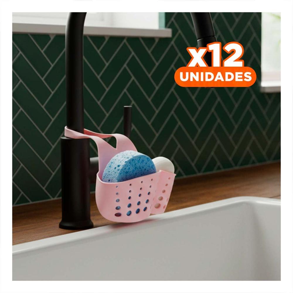 Pack12 Estante Colgante Rosado Decorativo para Bano y Cocina 19x15cm