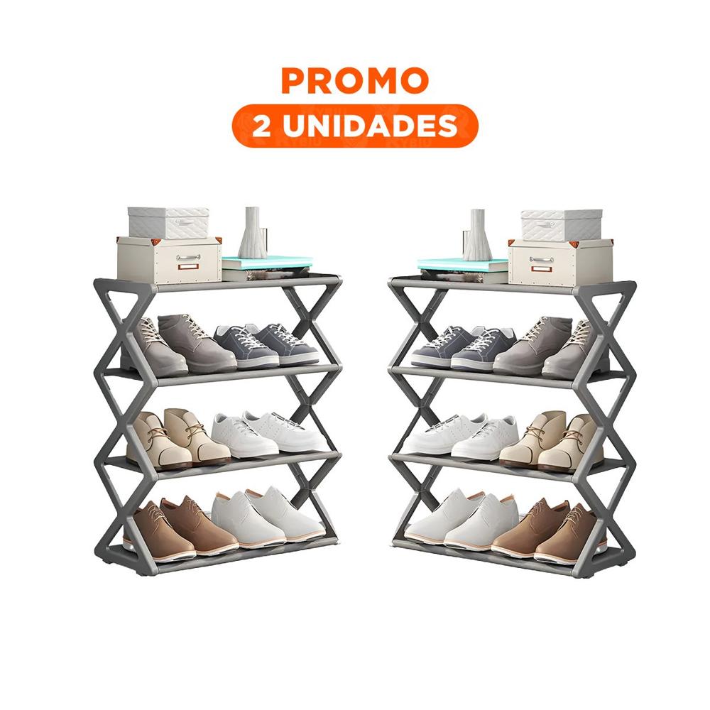 Pack2 Estante Organizador De Calzado 4 Niveles Color Plomo