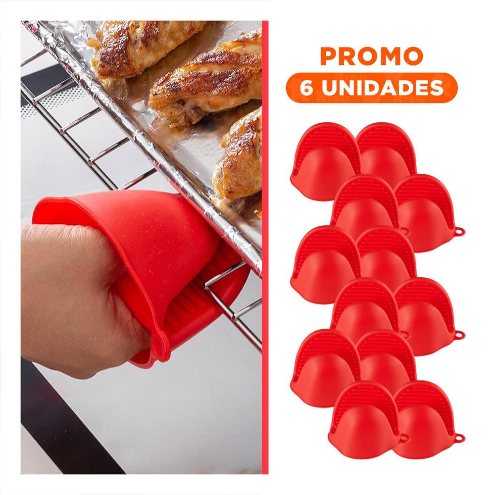 Pack6 Manos Accesorios de Silicona Rojo para Cocina y Hogar 7,3x9,5cm