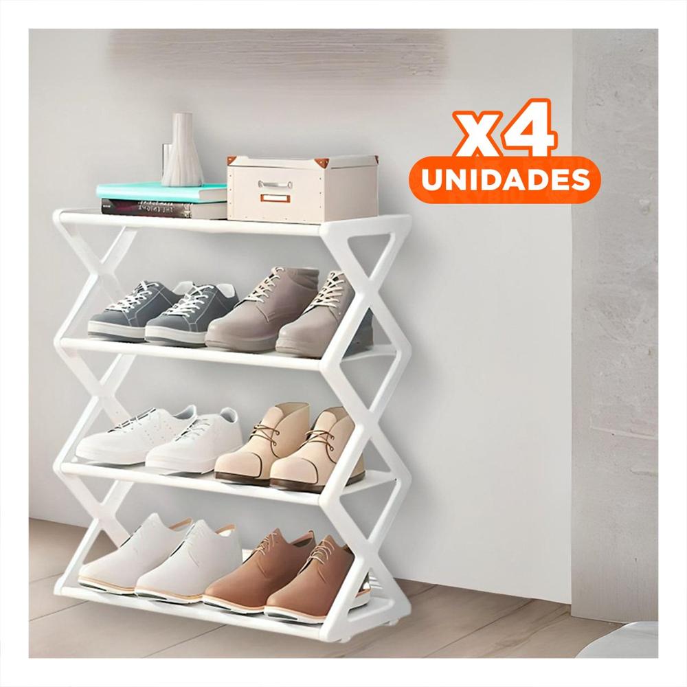 Pack4 Organizador Minimalista 4 Niveles Blanco para Zapatos