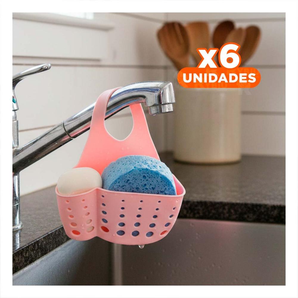 Pack6 Receptaculo Colgante Rosado para Guardar Utensilios y Productos 19x15cm Y+Papel Regalo