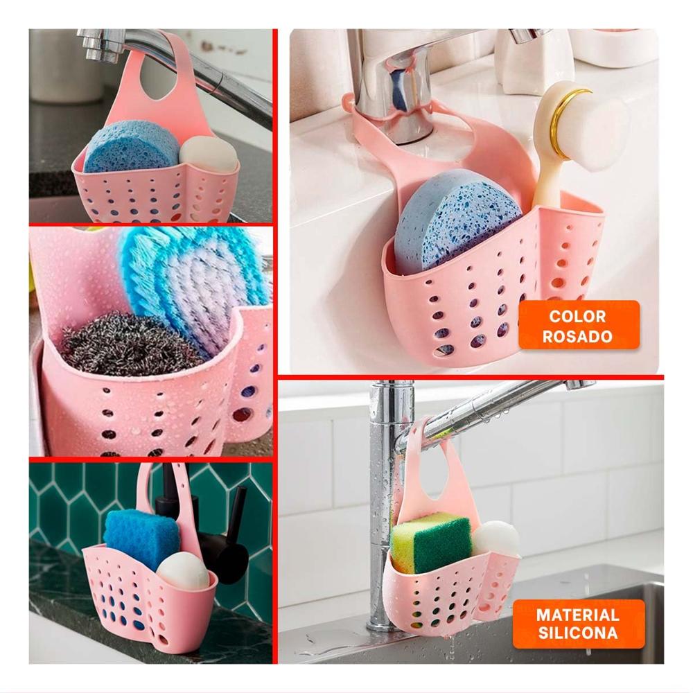 Portaobjetos Colgante Rosado para Organizar Productos de Bano 19x15cm