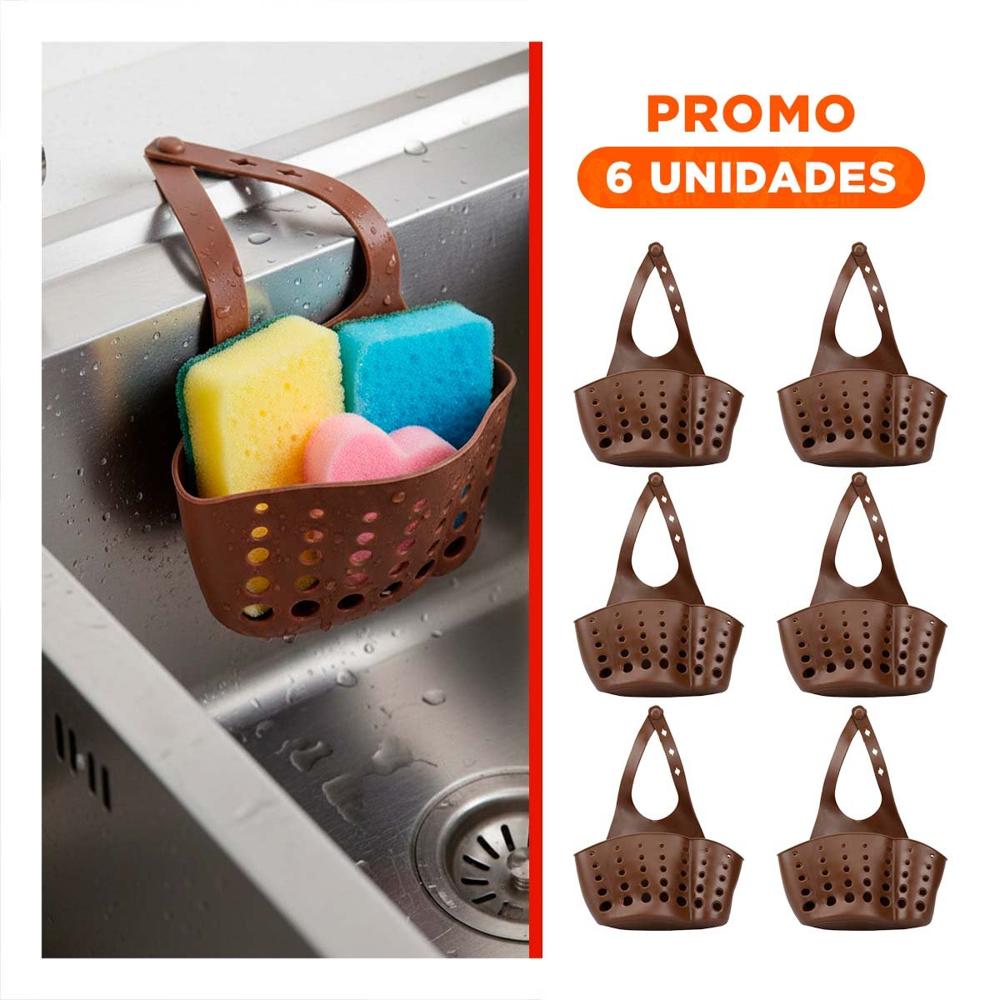 Pack6 Receptaculo Colgante Marron Compacto y Practico 19x15cm