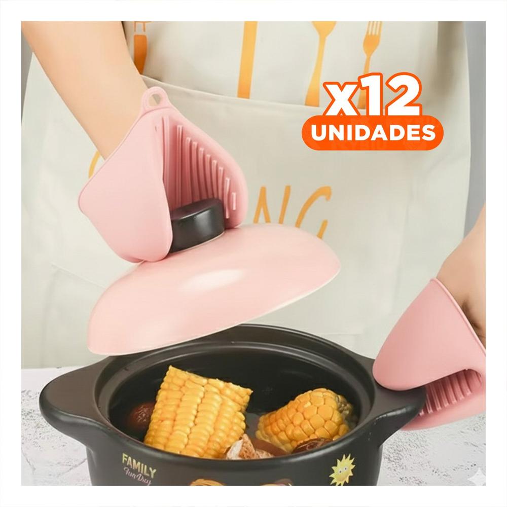 Pack12 Protecciones Cocina de Silicona Rosado para Uso Diario en Hogar 7,3x9,5cm