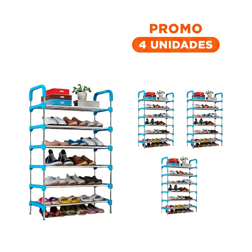 Pack4 Modulo Vertical 6 Niveles para Zapatos Diseno Moderno Color Celeste Y+Regalo Sticker