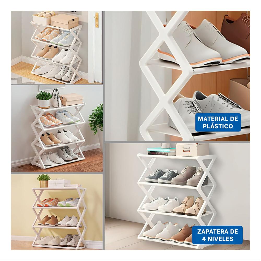 Modulo Compacto 4 Niveles Blanco para Zapatos en Casa