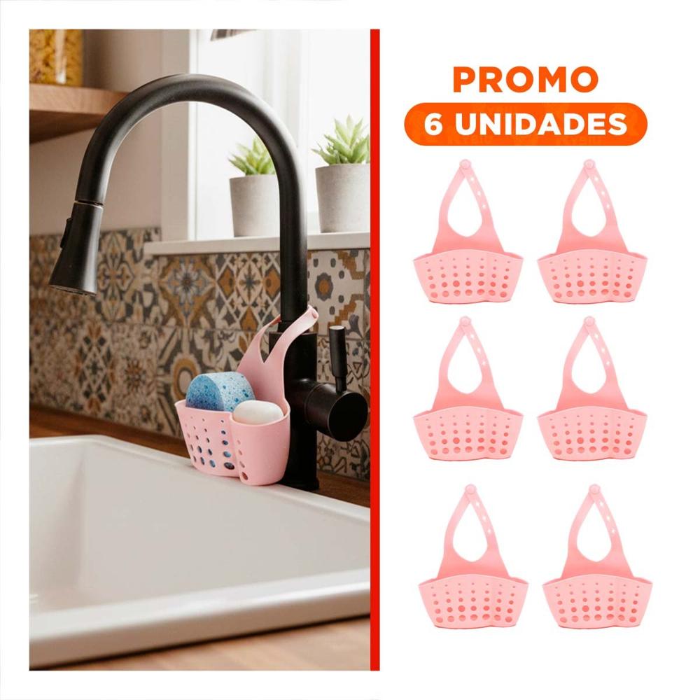 Pack6 Receptaculo Colgante Rosado Compacto y Practico 19x15cm