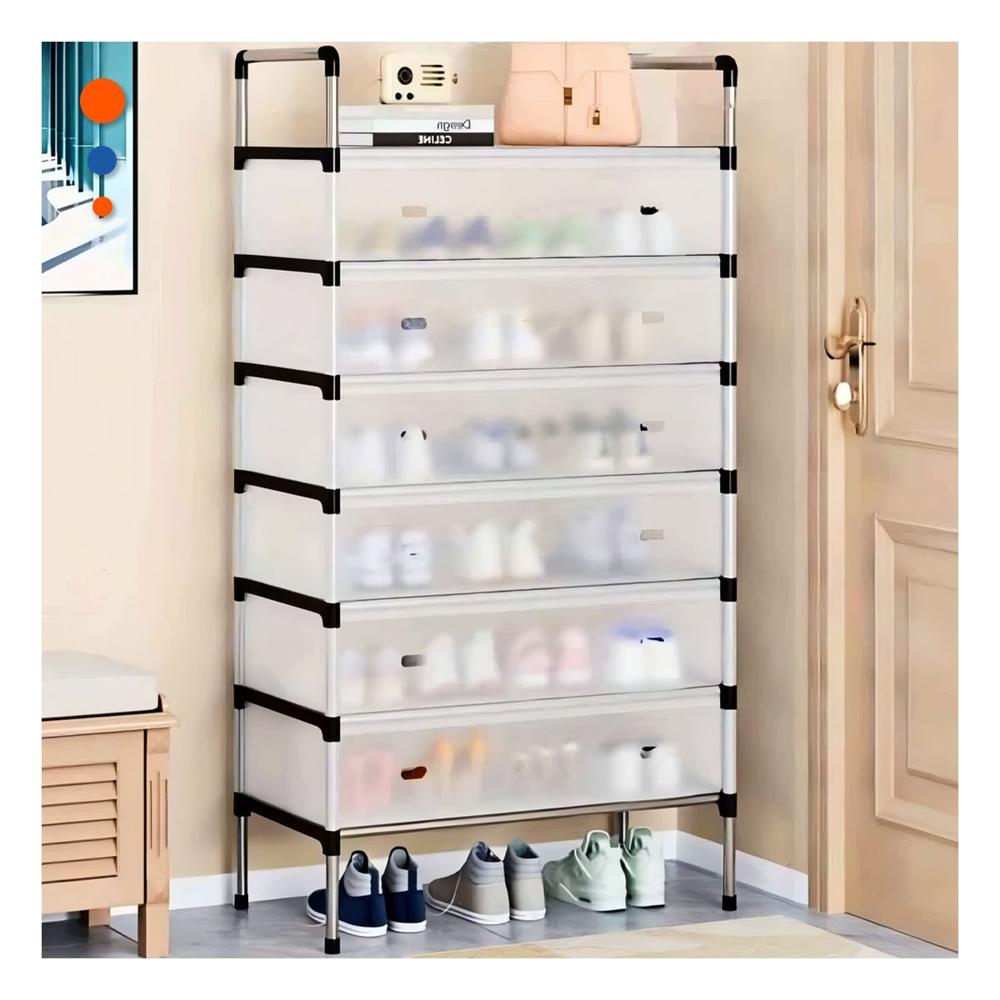 Organizador de Calzado 6 Niveles Todo Cerrado Blanco Transparente Compacto Y+Post It