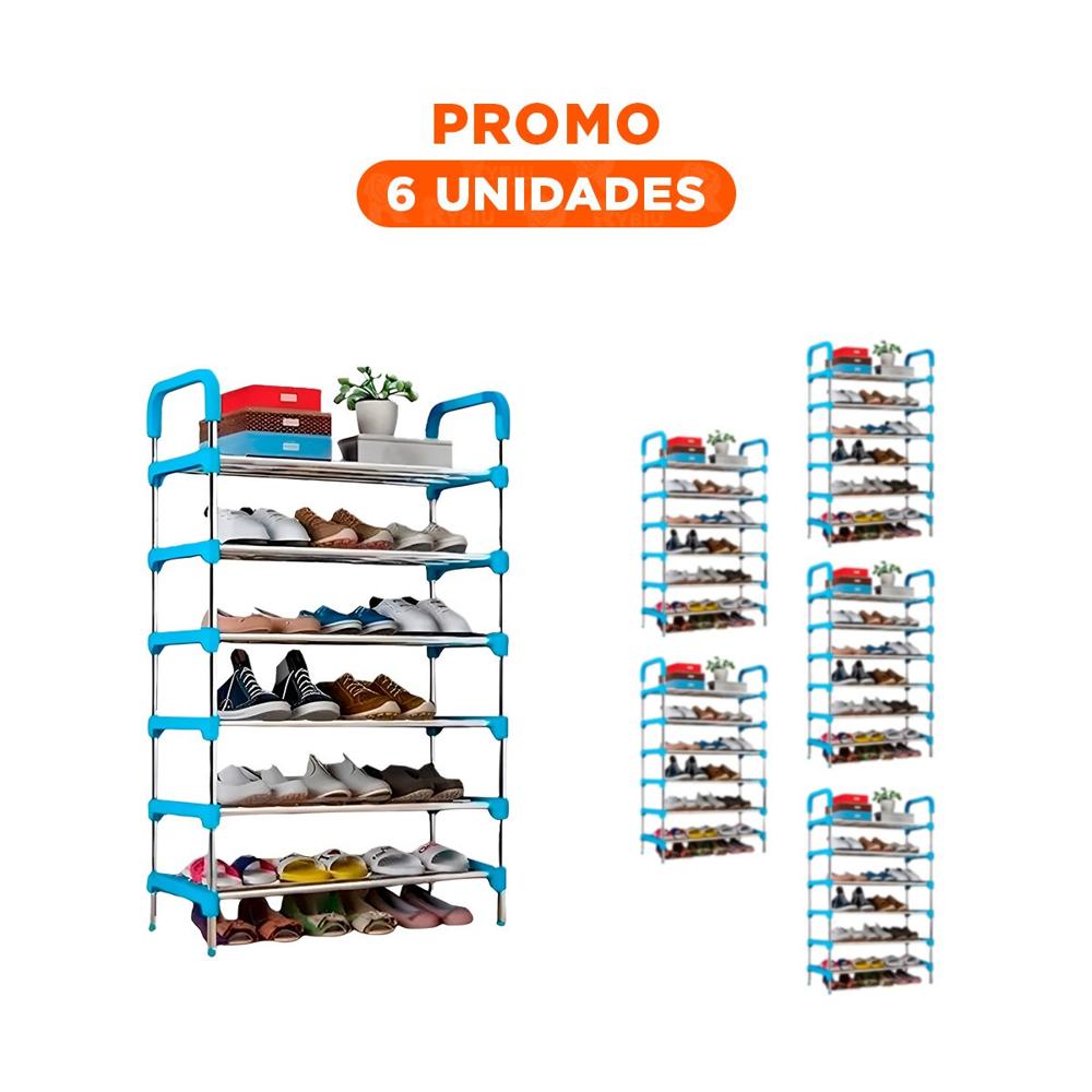 Pack6 Modulo Vertical 6 Niveles Estructura Compacta para Hogar Tono Celeste