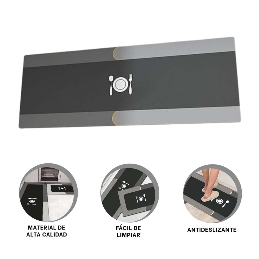Alfombrilla de Piso Antideslizante para Cocina y Espacios del Hogar Plomo Y+Ligas Regalo