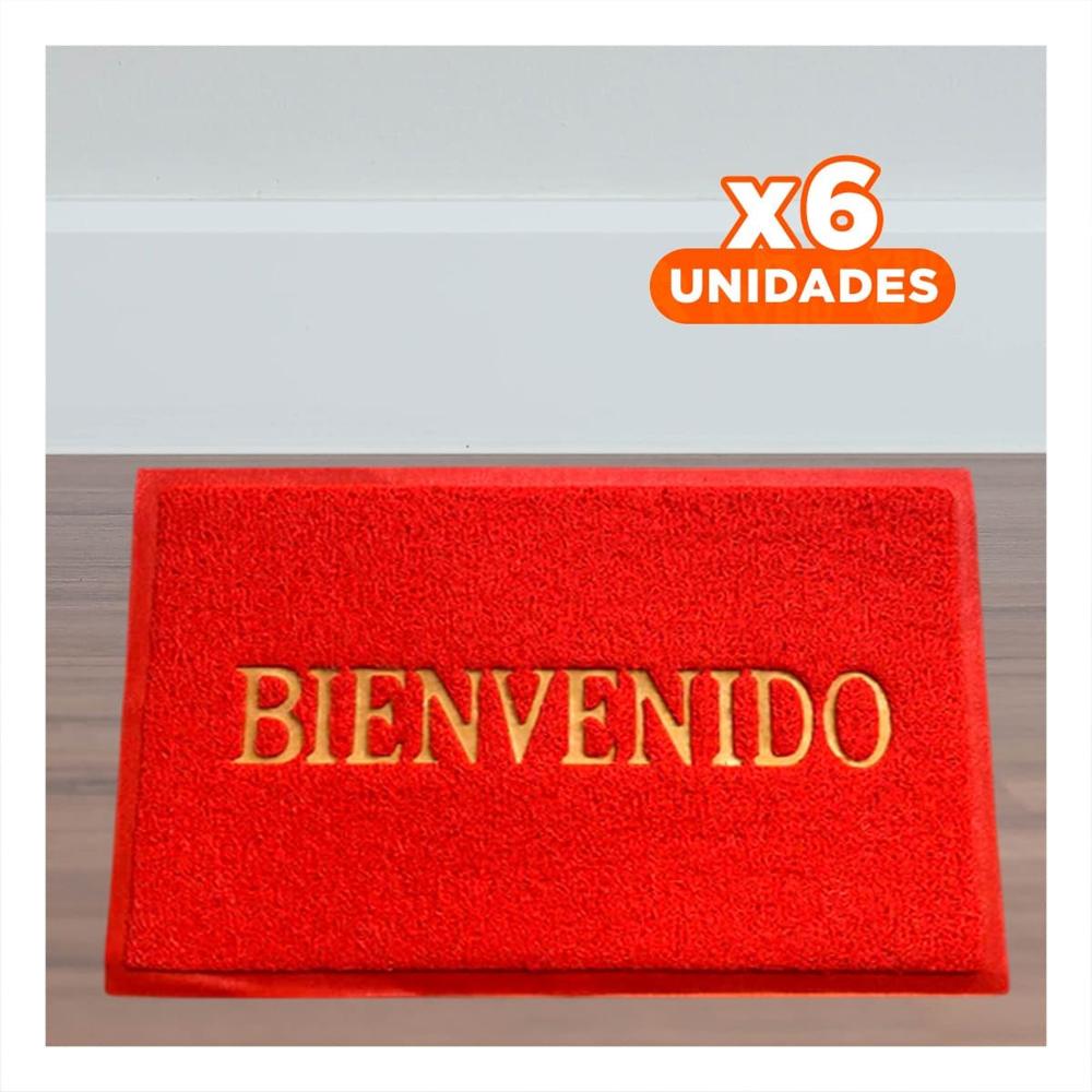 Pack6 Cobertor Rectangular Bienvenido Rojo para Entrada y Recepcion Y+Papel Regalo