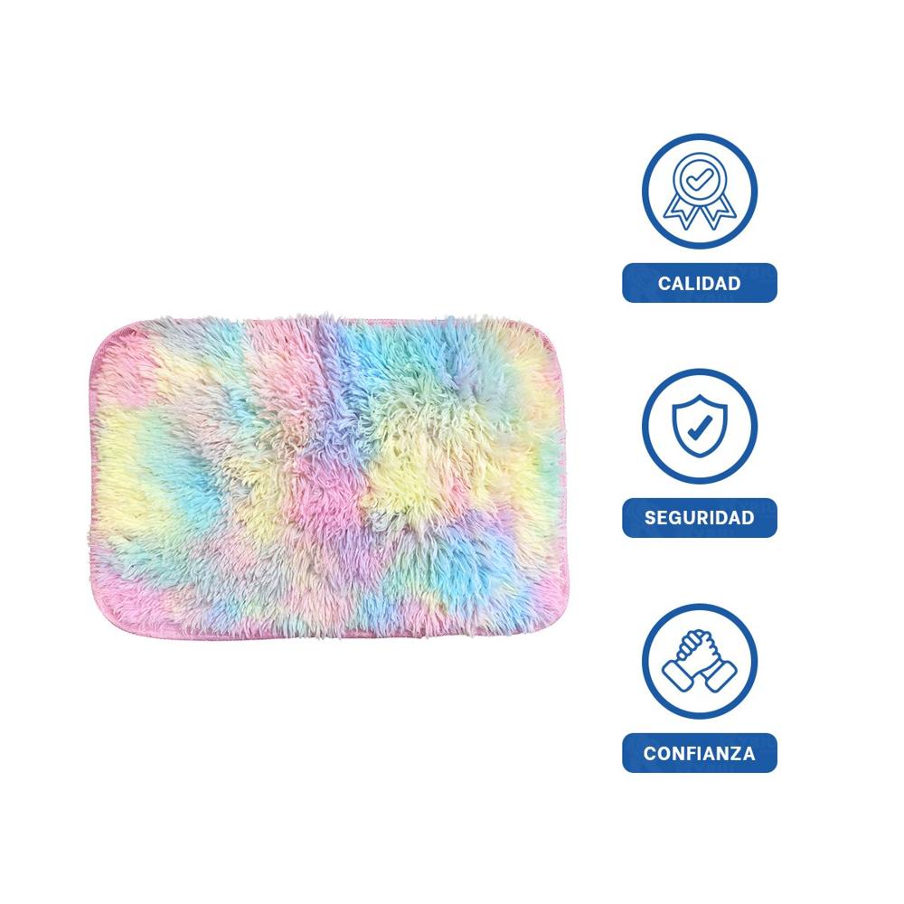 Tapete Rectangular Multicolor con Textura Peluche 40x60cm Y+Ligas Regalo