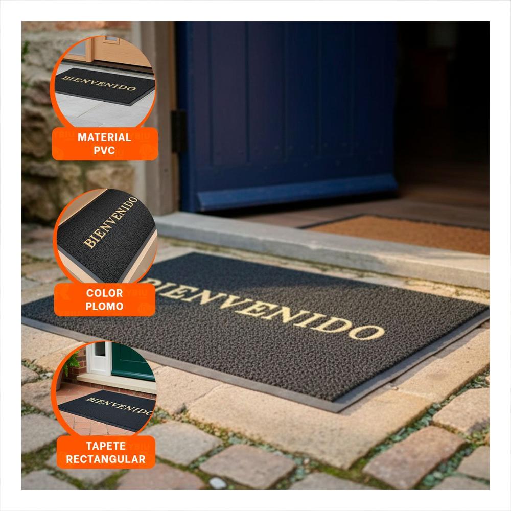 Cobertor Rectangular Bienvenido Plomo para Sala y Cocina Hogar Y+Post It