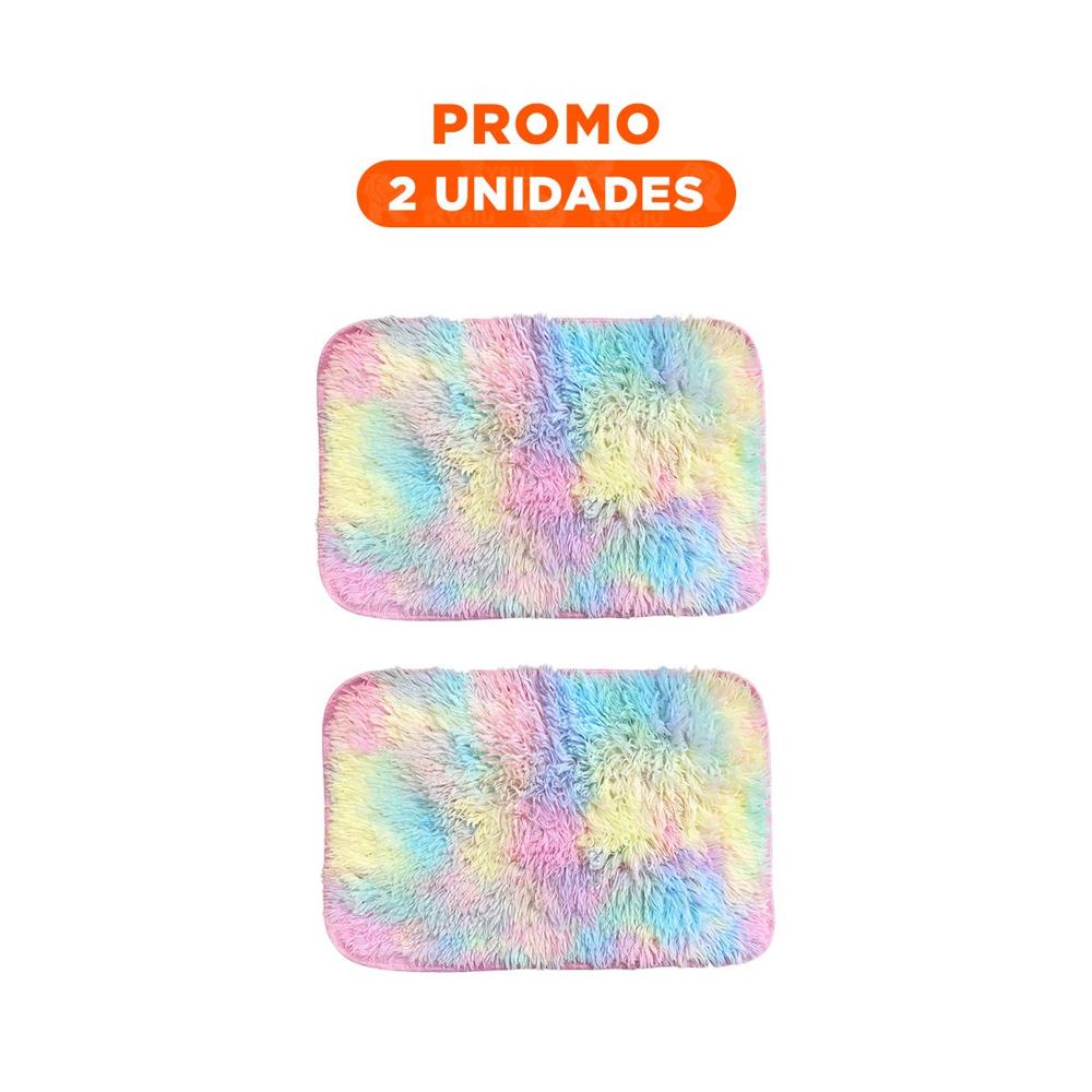 Pack2 Alfombra Dimensiones 40x60cm con Acabado Peluche Rectangular Multicolor