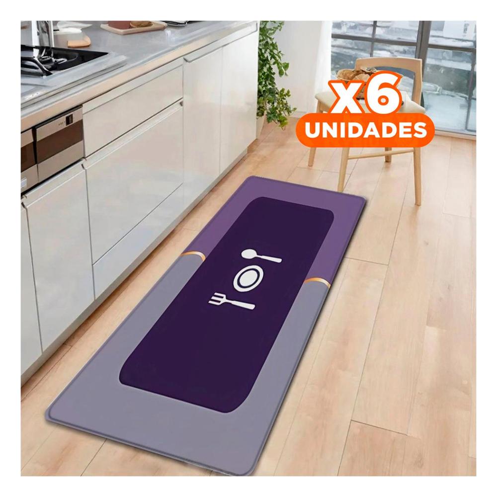 Pack6 Piso Antideslizante para Cocina y Ambientes del Hogar Morado Y+Regalo Sticker
