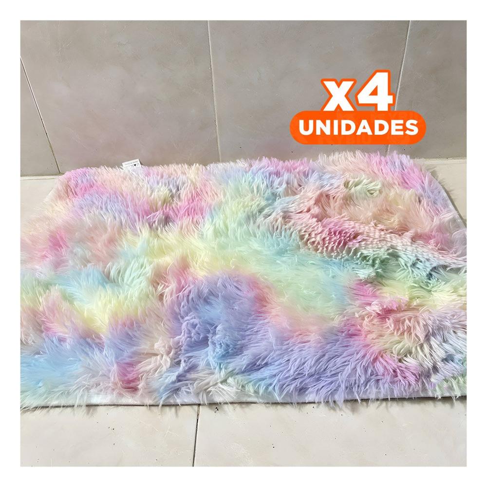 Pack4 Alfombra de Peluche Rectangular Dimensiones 40x60cm en Multicolor