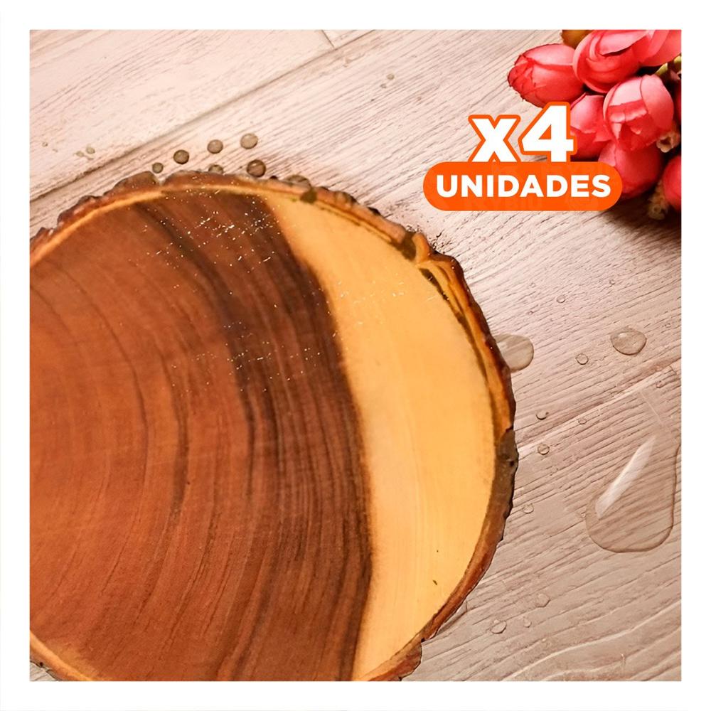 Pack4 Pieza Decorativa Circular de Madera para Decoracion de Hogar con Estilo Y+Papel Regalo