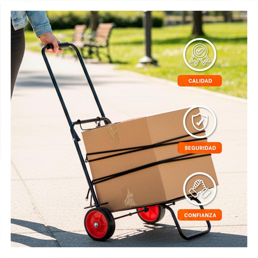 Sistema de Carga Plegable Negro con Liga para Mover Paquetes sin Esfuerzo Y+Papel Regalo