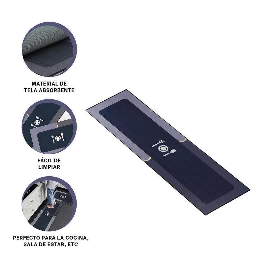 Alfombrilla de Piso con Superficie Antideslizante para Cocina Azul Y+Ligas Regalo