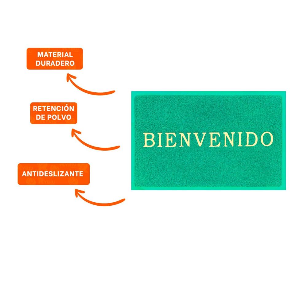 Estera Rectangular Bienvenido Verde para Entrada y Pasillo Diario Y+Ligas Regalo