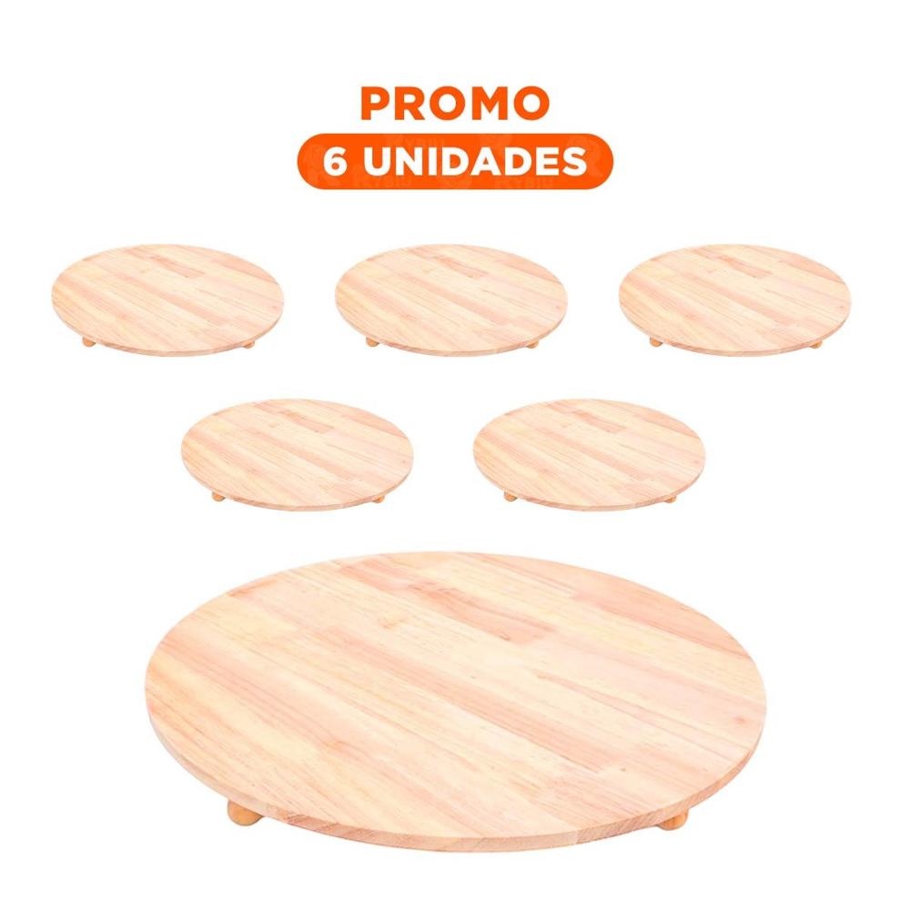 Pack6 Accesorio Decorativo Circular de Madera con Patitas para Decoracion de Hogar
