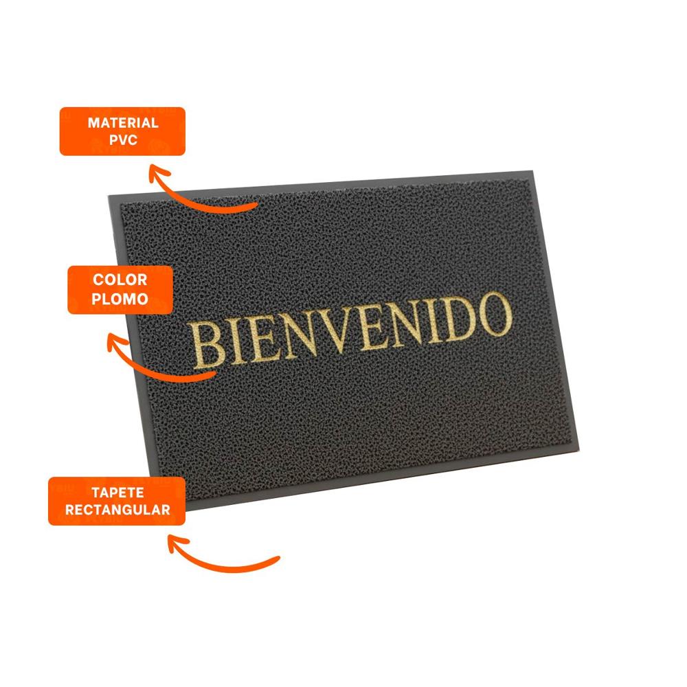 Estera Rectangular Bienvenido Plomo para Pasillo y Zona de Acceso Y+Ligas Regalo