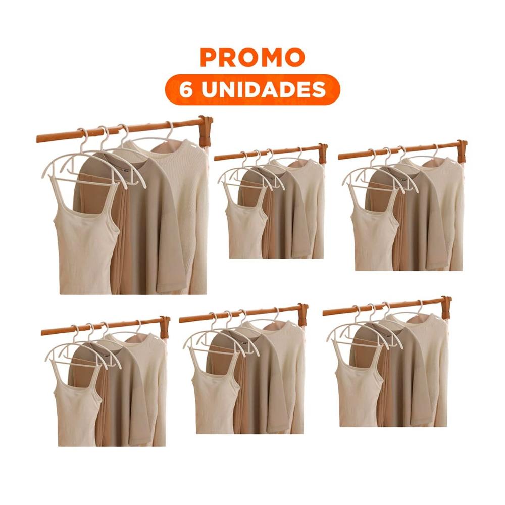 Pack6 Gancho Compacto de Plastico Blanco Media Luna de 4 Piezas para Closet