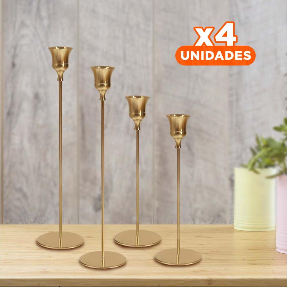 Pack4 Articulo de Decoracion en Metal para Velas con Estilo Sobrio y Actual