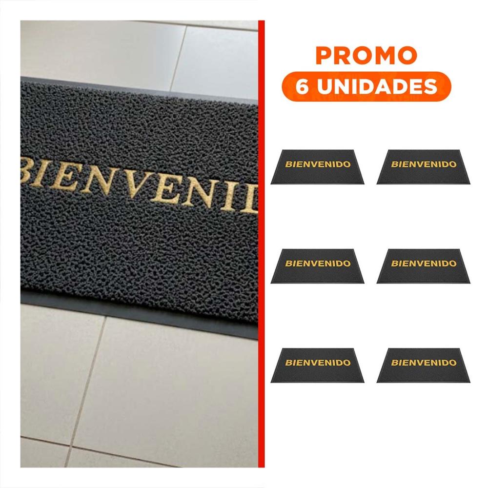Pack6 Estera Rectangular Bienvenido Plomo para Sala Cocina y Pasillo