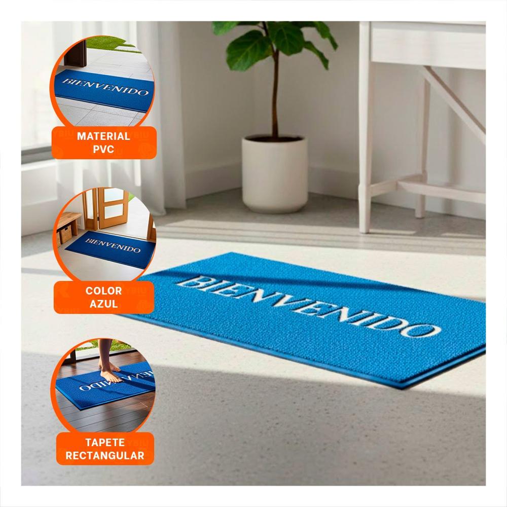 Estera Rectangular Bienvenido Negro Comoda y Moderna para Entrada Principal Y+Post It