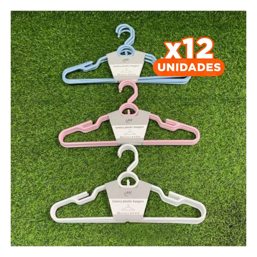 Pack12 Soporte Simple de Plastico Rosado Circulo en Medio de 4 Piezas Prendas Y+Papel Regalo