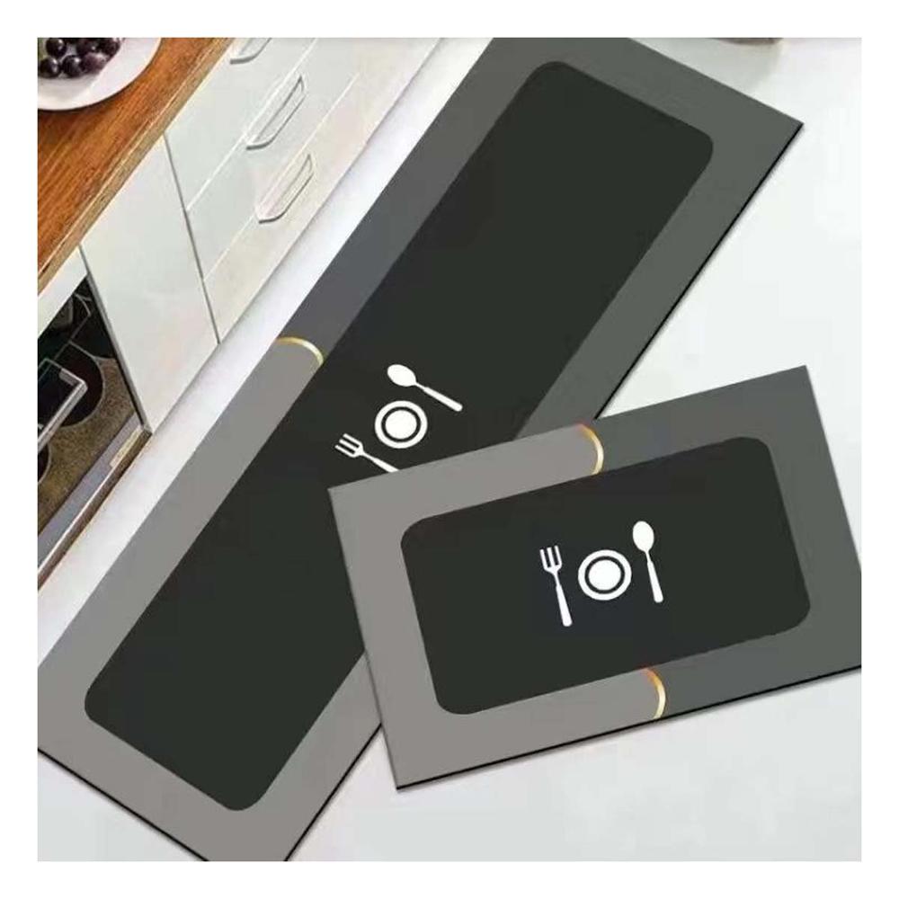 Mat de Piso Antideslizante para Cocina y Uso Diario en Casa Plomo Y+Regalo Sticker