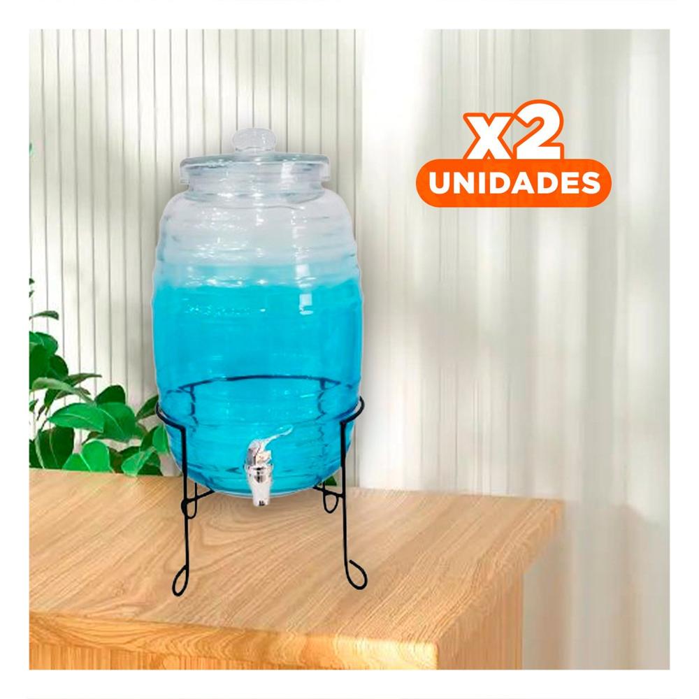 Pack2 Caja de Bebidas 10L con Base Metalica y Tapa Chupon Transparente Celeste Y+Regalo Sticker