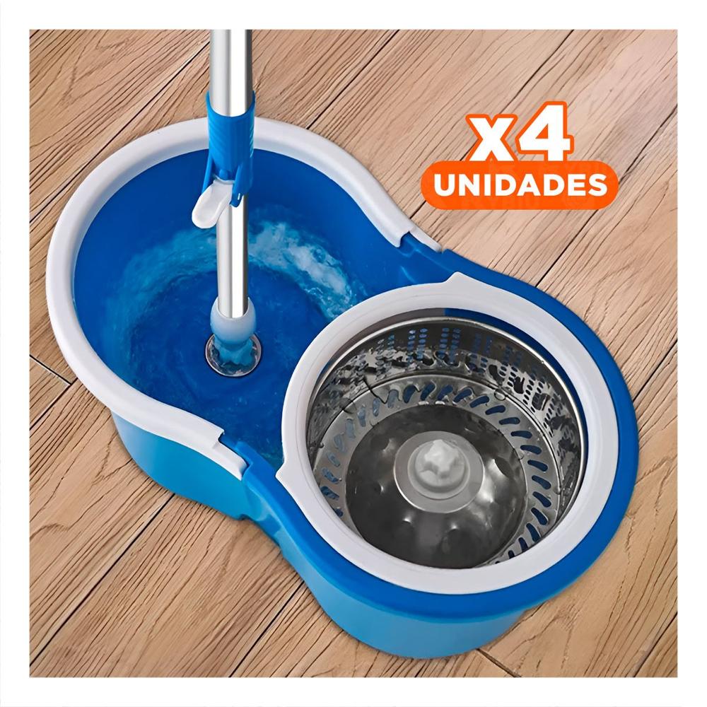 Pack4 Set Giratorio 360 con Balde Centrifugador Rojo para Limpieza del Hogar