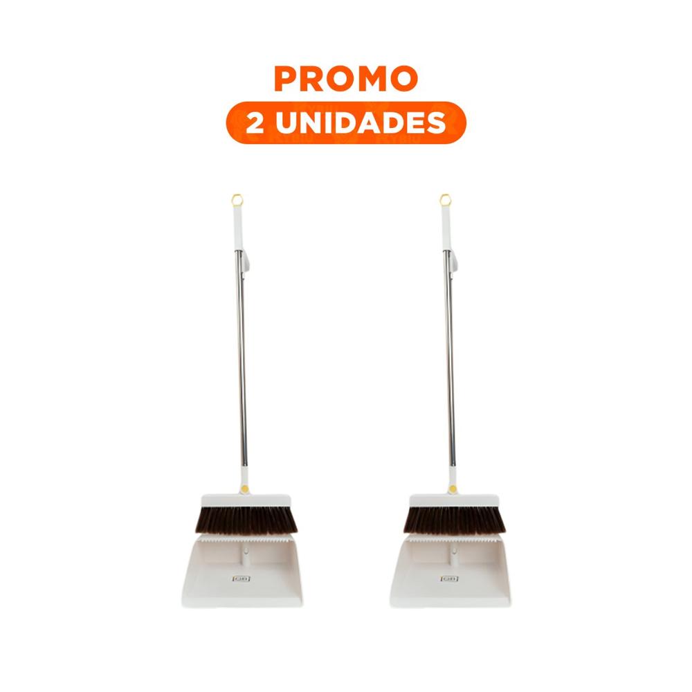 Pack2 Articulo de Limpieza con Escoba para Barrer y Recoger Polvo Blanco