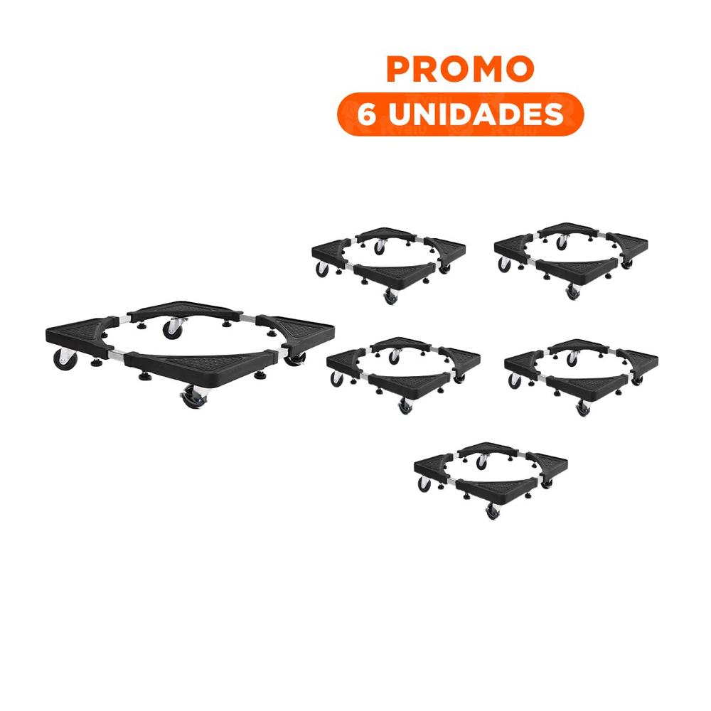 Pack6 Plataforma de Acero Negro para Base de Cocina