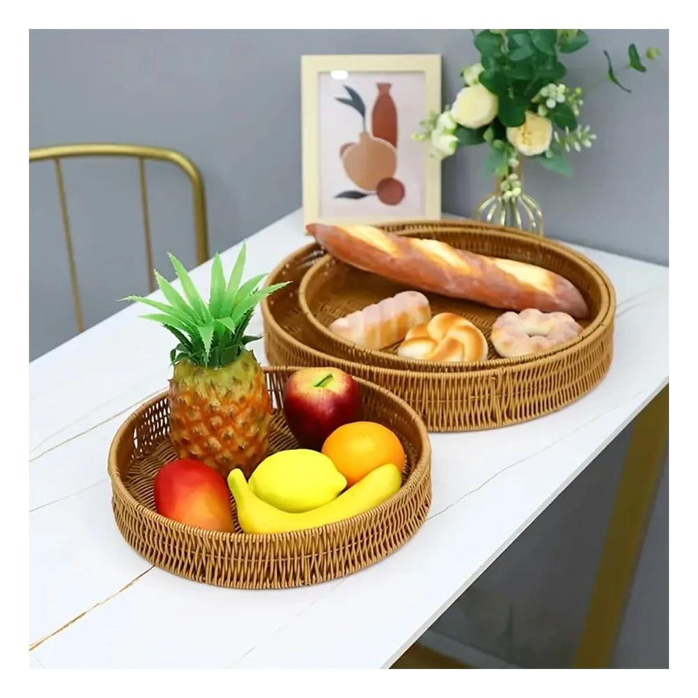 Plato Organizador Tejido Circular 30cm Marron para Espacios del Hogar Actual Y+Papel Regalo