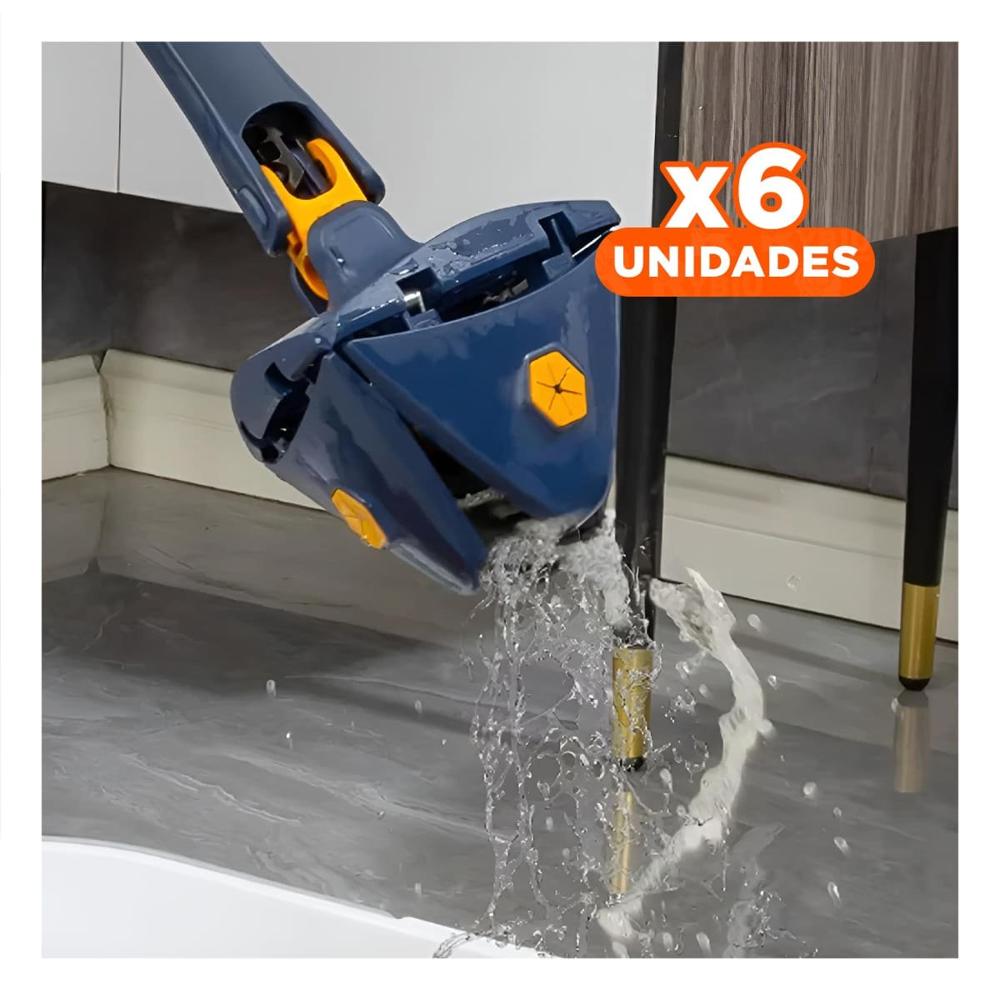 Pack6 Trapeador Multifuncional 360 con Autoexprimidor para Tres Esquinas Azul Y+Regalo Sticker