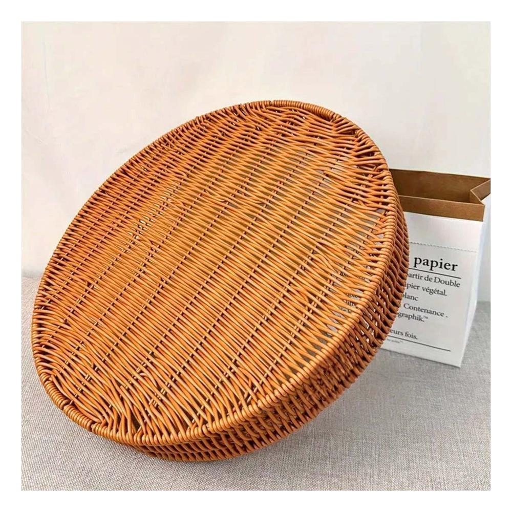 Plato Organizador Tejido Circular 35cm Marron para Espacios del Hogar Actual Y+Papel Regalo