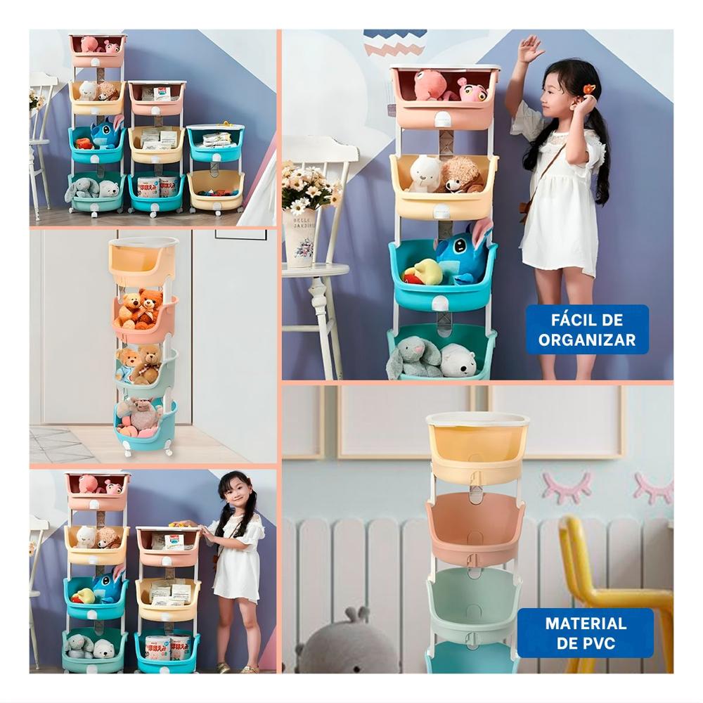 Organizador Circular Infantil 4 Niveles Multicolor Verde Celeste Amarillo y Naranja