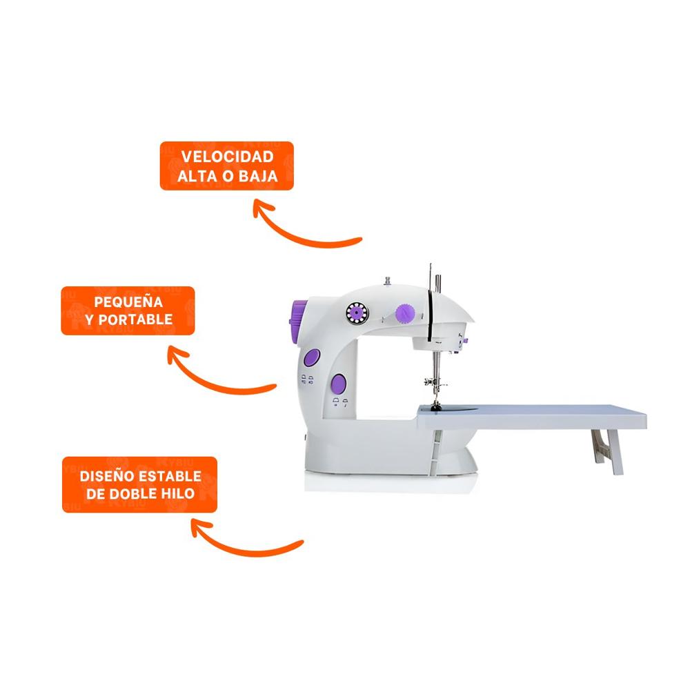 Equipo con Mesa Portatil de Coser en Blanco con Toques Morados Suaves Y+Ligas Regalo