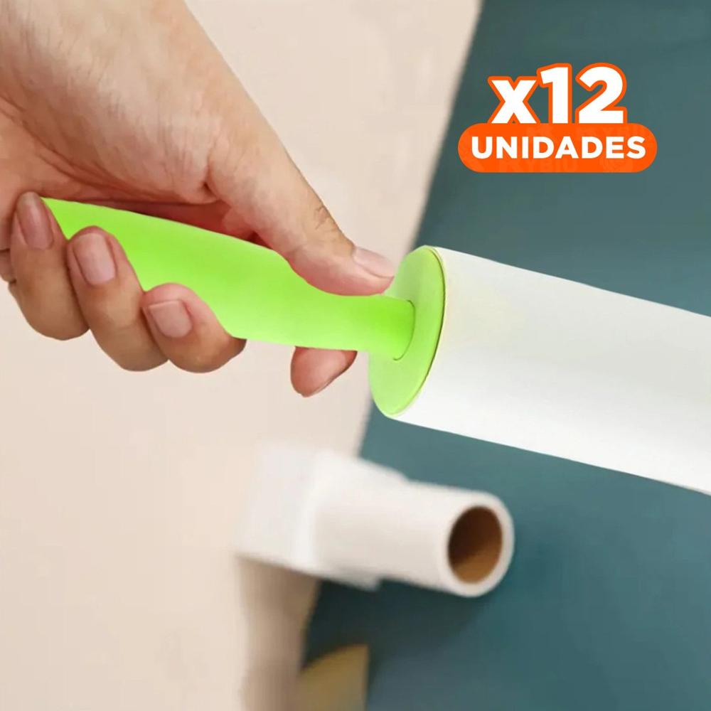 Pack12 Rodillo de Limpieza Adhesivo para Quita Pelusa en Telas Verde Plus Nuevo