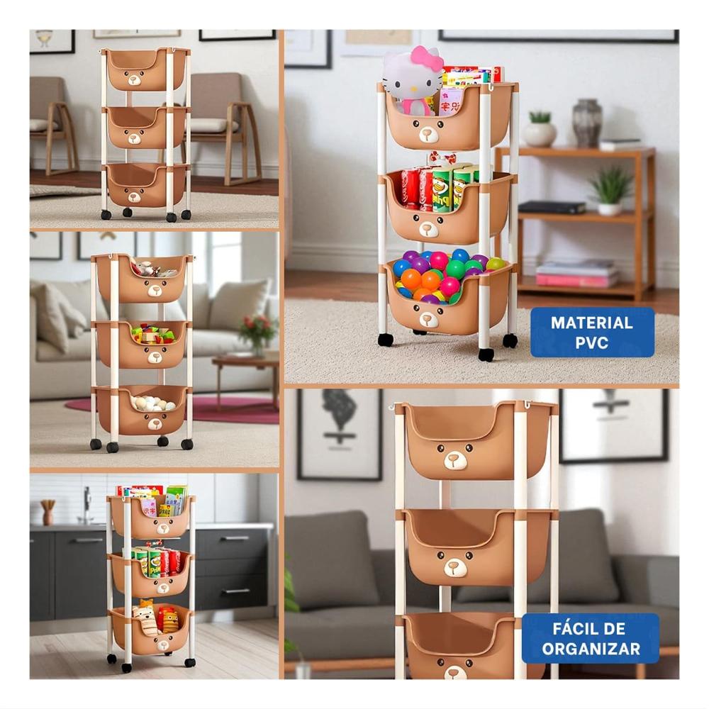 Modulo Kawaii 3 Niveles Diseno Osito Practico para Hogar y Exteriores Marron