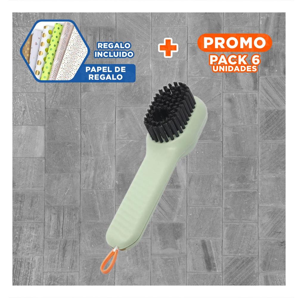 Pack6 Cepillo Dispensador Multifuncional Compacto para Espacios de Cocina Verde Y+Papel Regalo