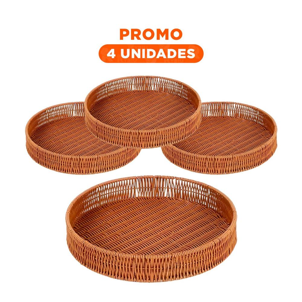 Pack4 Contenedor Practico Tejido Circular 30cm Marron Uso Diario Casa Hogar4 Y+Regalo Sticker
